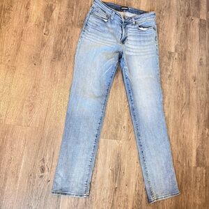 Express Women's Light Blue Straight Leg Jeans